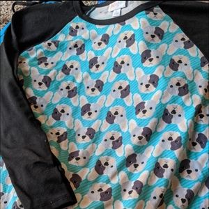 3/4 sleeve baseball tee with French Bull Dogs